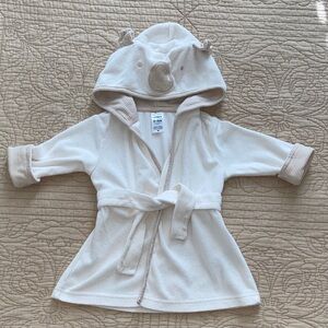 Cream Baby Bathrobe with Animal Hood